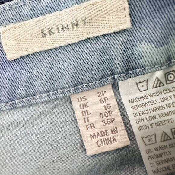 LOGO Lori Goldstein Brook Blue Petite Printed Stretch Twill Ankle Jeans Size 2P - Picture 7 of 10